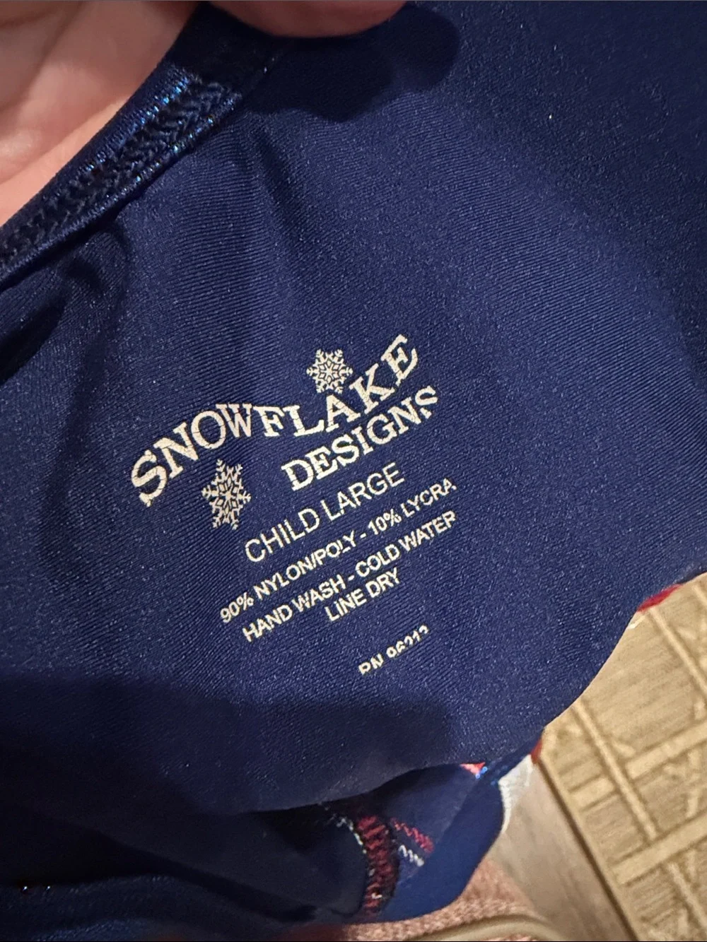 Snowflake Designs Girls Gymnastics Leotard Red Blue Rhinestone Size L